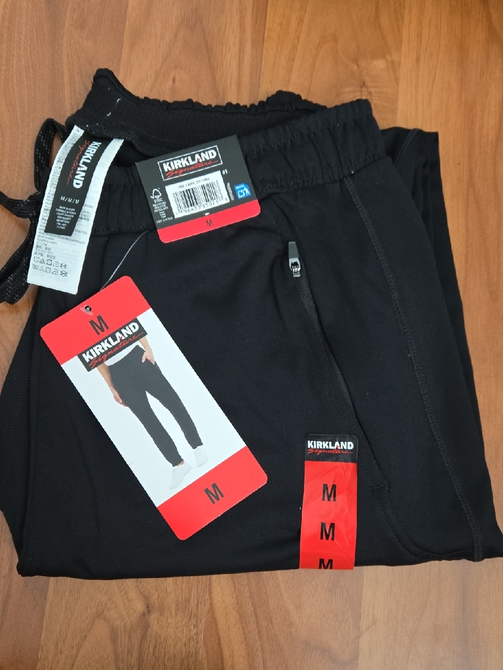 Kirkland Signature Black Men's Active Pants with Red Tags